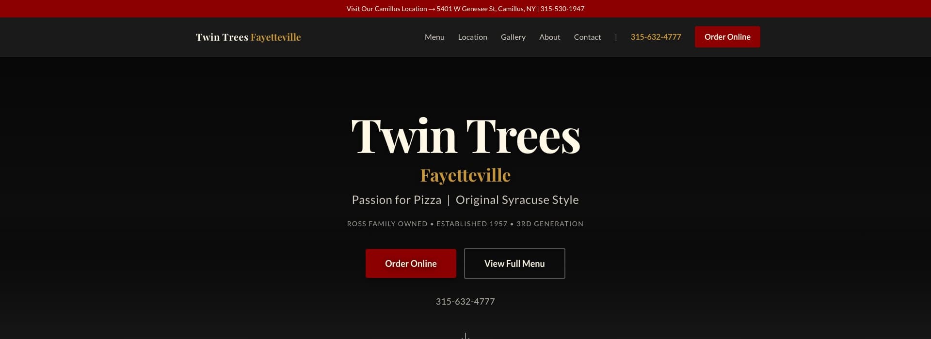 Twin Trees Fayetteville website after redesign